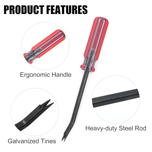 Staple Remover Heavy Duty Tack Puller with Double Pronged Head - color: Red