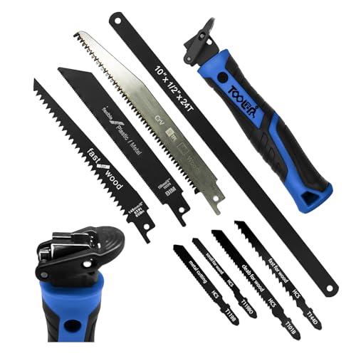 8-In-1 Multi Blades Hand Saw, Drywall, Hacksaw, Jab Saw & Wood Cutter Tool - color: 8-in-1 Blue