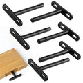 4 Inch Floating Shelf Bracket Hidden Hardware Brackets 6-Pack for Wood - Heavy Duty Stainless Steel Metal Hidden Shelves Support Kit | Upgrade Fixed Holes| with Expansion Tube + Screw (Black) - size: 4 in