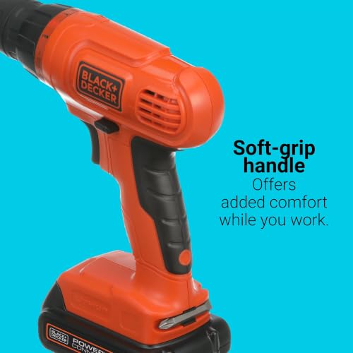 BLACK+DECKER 20V MAX* POWERCONNECT Cordless Drill Driver Kit with Drill Bit Set and Sockets, 100 pc. Tool Kit for Home, Battery and Charger Included, Orange (BDC120VA100)