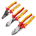 3 PCS Insulated Pliers Set, 1000V Insulated Electrical Tools Kit with Wire Stripper, Linesmen & Diagonal Cutters, VDE Certified