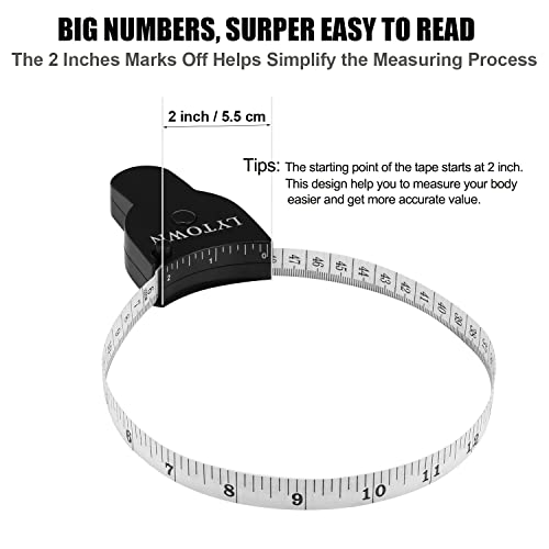 2PCS Tape Measure Body Measuring Tape 60inch (150cm), Retractable Measuring Tape for Body Measurement & Weight Loss, Accurate Body Tape Measure for Fitness, Tailor, Sewing, Handcrafts, Clothes - color: Black