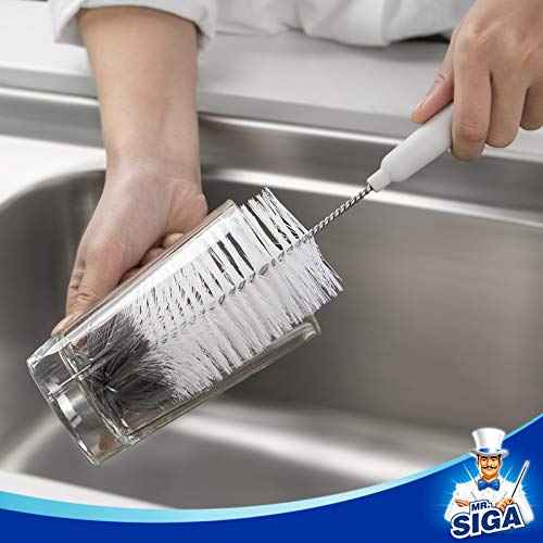 MR.SIGA 10 Pack Bottle Brush Cleaning Set with Storage Holder, Cleaning Brushes for Long Narrow Neck Bottles, Water Bottles, Baby Bottles, Tumblers, Drinking Glasses, Strews - size: 5.3 x 5.3 x 15.5 inch (Pack of 2)
