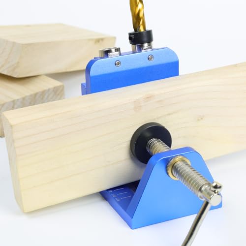 Pocket Hole Jig Kit with Adjustable Drill Guide, Stop Collars, 30PCS Screws & Plugs, Allen Wrench – Complete Woodworking Joinery System