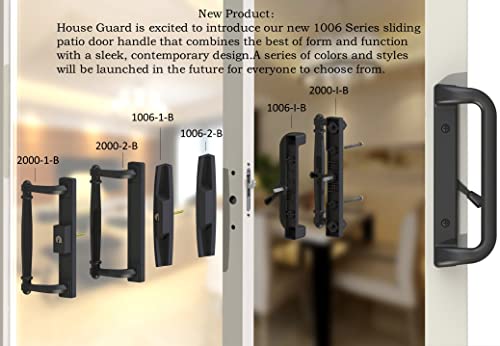 House Guard Sliding Patio Door Handle Set, Mortise Lock, 3-15/16", Black - color: Black