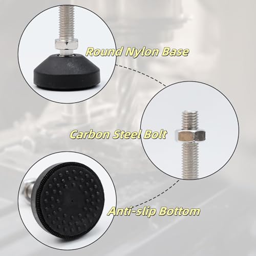 M8 Leveling Feet 880 Lb Capacity, 3.25 Inches Height - 3 Inches Base, 4Pcs - color: Black, size: D80xM8xH50mm