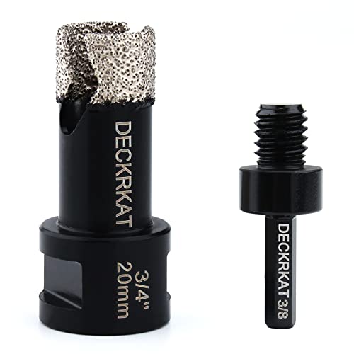 3/4” Diamond Hole Saw with Slots 20mm Vacuum Brazed Tile Hole Saw for Porcelain Granite Brick Concrete with 5/8-11 Thread to 3/8” Hex Shank Adapter Fit Both Angle Grinders & Electric Drills - size: 3/4”（20mm）