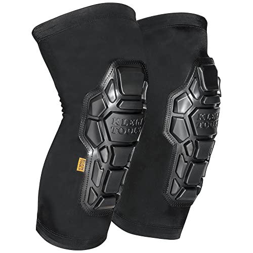 Klein Tools 60611 Knee Pads, Heavy Duty Padded Knee Sleeves, Breathable Mesh Back, Elastic Cuff with Slip-Resistant Silicone, Black, L/XL - size: L/XL