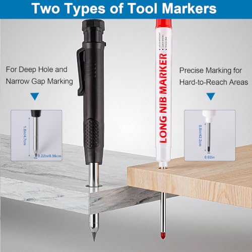 2-Pack Mechanical Carpenter Pencils Set with Refills and Case