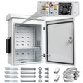 Outdoor Electrical Box with Thermostat and Fan, Cold-Rolled Steel Plate, Aluminum Alloy Back Beam, One-Piece Ventilation Design, IP65 Waterproof, Wall/Pole Mounted. (17.8" x 14" x 7.9") - size: 17.8" x 14" x 7.9"