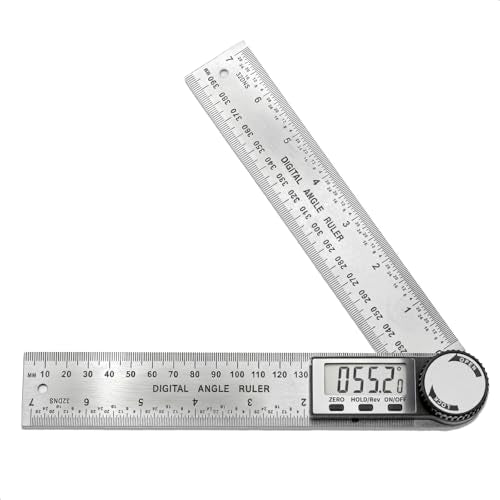 Digital Angle Finder, 2 in 1 Digital Angle Gauge 7 inch/200mm Stainless steel tool kit for Carpenter/Woodworking/DIY Tools - color: Silvery