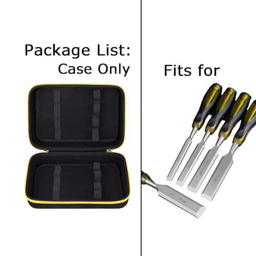 Tourmate Hard Storage Case for HURRICANE/MECHEER/WFOEJEJ/WORKPRO/Milwaukee Wood Chisel Set - Travel Box Suitable for 4/8 Piece&Complete Sets of Chisels(Box for Sale) (Black & Yellow, M (8 PCS)) - size: M (8 PCS)