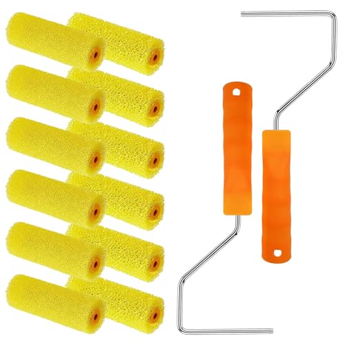 12 Pcs Textured Paint Roller Covers with 2 Frames Set, 4 inch - size: 4",12pcs+2frame