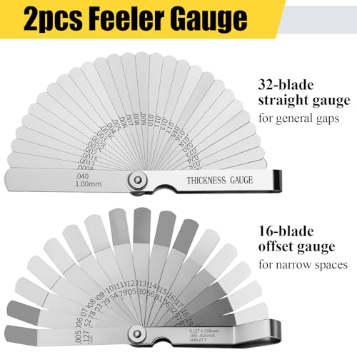 Hoiny 2pcs Feeler Gauges Set Stainless Steel, Spark Plug Gap Tool