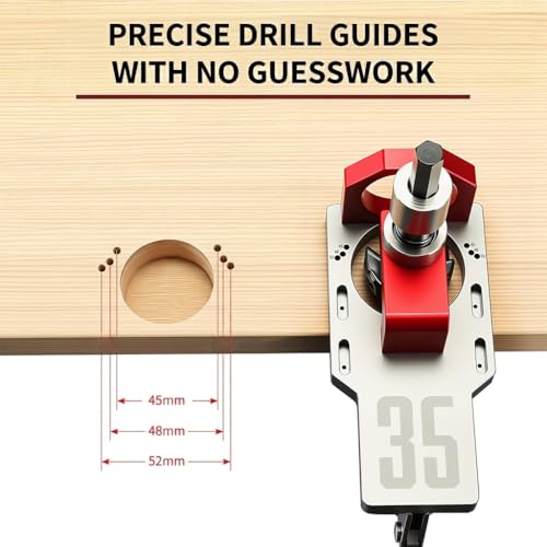 RUITOOL 35mm Concealed Hinge Jig System, Cabinet Door Mounting Jig & Door Installation Kit with Secure Clamp and Dust Port, Aluminum Hardware Hole Puncher with Modular Extension Ruler
