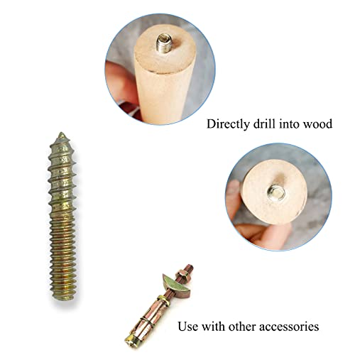12 Pack 1/4-20 x 1-1/2 Inch Hanger Bolts 1/4-20" Double Headed Bolts 1/4 Wood Dowel Screw Self-Tapping Screw Hanger Bolts for Furniture Double Head Threaded Rods Bolt 37mm Length - size: 1/4-20"x1-1/2"-12PCS