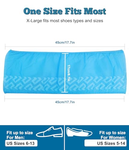 XL Non-Slip Disposable Shoe Covers for Indoors 50 Pack Blue, Fits Men’s US 13 - color: Blue 50 Pcs (Xl)