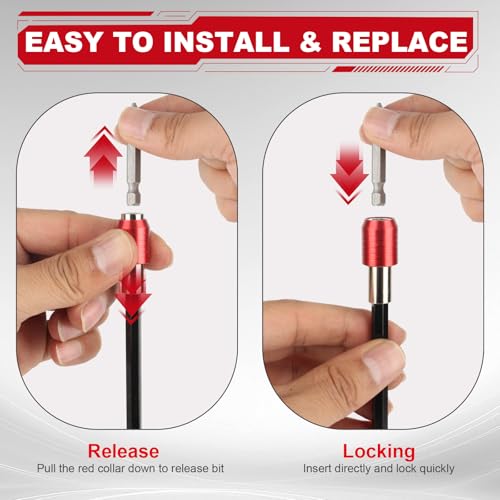 3-Piece Magnetic Drill Bit Extension Set, 1/4 Inch Hex Shank
