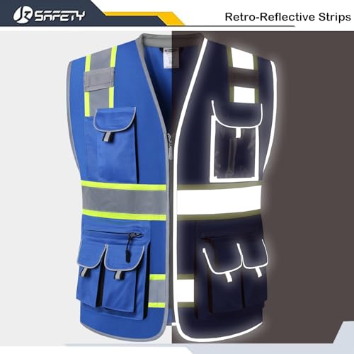 JKSafety Reflective Safety Vest for Men Cushioned Collar JK89 Blue M - color: Bluet1s1, size: Medium