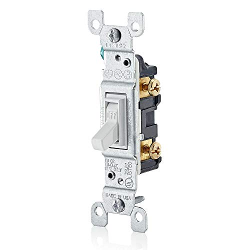 Leviton 15 Amp, 120 Volt, Toggle Framed Single-Pole AC Quiet Switch, Residential Grade, Grounding, 10-Pack, 1451-2WM, White - color: White, size: 10 Pack