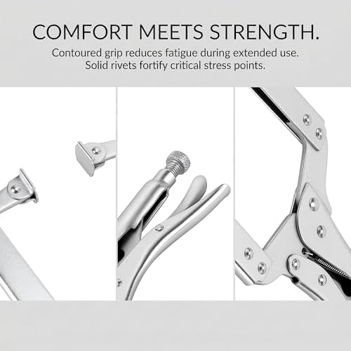 KEILEOHO 3 PCS 18 Inch C Clamp Locking Pliers with Swivel Pads, Heavy Duty Locking Pliers, Adjustable C Clamp Set for Woodworking, Welding and Electrician Maintenance - size: 18 Inch