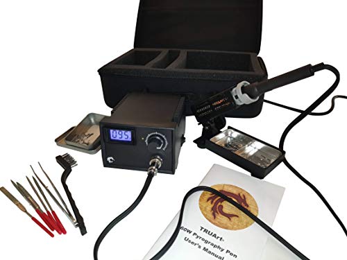 TRUArt (Stage 2) Single Pen Professional Woodburning Detailer 60W Tool with Digital Temperature Control, 40 Tips, Case