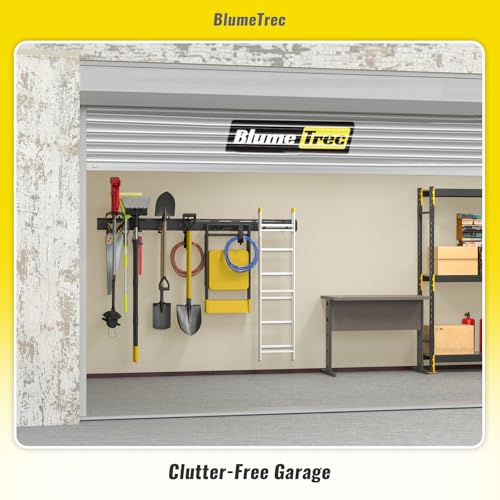 Garage Tool Organizer Wall Mount, 48" Heavy-Duty Metal Wall Organizer, 3 Rails with 6 Adjustable Hooks, Garden Storage Rack for Organization Sturdy Tool Hanging Holder for Shovel Shed Yard - size: 48" 3 panels & 6 hooks