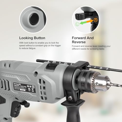 4.5Amp Corded Hammer Drill 3000 RPM Impact Drill with 5pcs Bits - style: Hammerdrill with 5pcs drill Bit