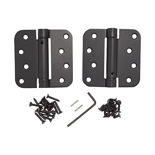 Hinge Outlet Adjustable Spring Hinges, 4 Inch with 5/8 Inch Radius in Oil Rubbed Bronze, Self Closing, Door Closing Hinges, 2 Pack - color: Oil Rubbed Bronze, size: 4" x 4" with 5/8" radius (Pack of 2)