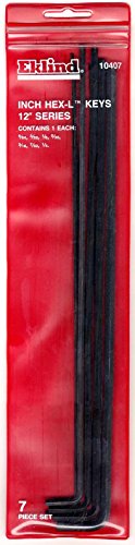 EKLIND 10407 Hex-L Key allen wrench - 7pc set SAE Inch Sizes 5/64-1/4 (12In shaft)