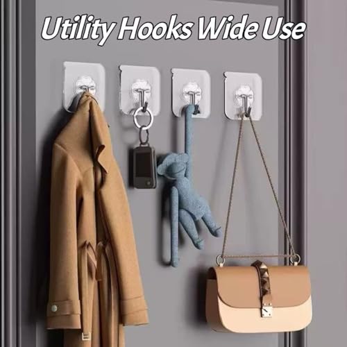 DDMY Clear Adhesive Hooks Heavy Duty Walls Hook 36 Pack for Hanging - color: Transparent, size: 36 Pieces