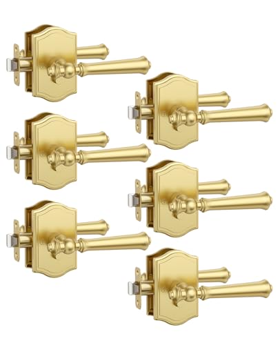 Asidrama 6 Pack Brushed Gold Privacy Interior Door Handles - color: Gold