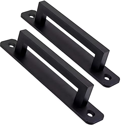 2 Pack 5 Inch 128 mm Matte Black Square Cabinet Handles with Base Plate Aluminum Cabinet Pulls Drawer Pulls Sliding Door Pulls - color: SquareBlack, size: 5 Inch