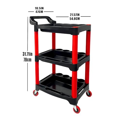 Auto Detailing Cart with Wheels, 3 Tier Rolling Detail Cart - color: Standard