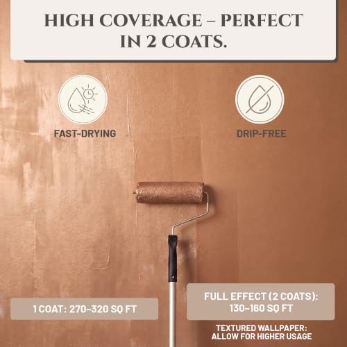 Metallic Wall Paint 67.62 fl oz - Bronze - Stunning Metallic Shine for Stylish Interiors, Easy to Apply, Water-Based, Perfect for Creative Wall Designs & DIY Projects - color: Bronze