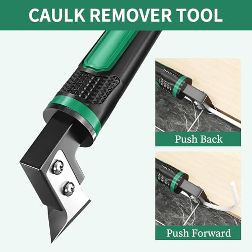6 in 1 Caulking Tool & Caulk Remover Tool Kit with Dual-End Multi-Function Handle – Grout Removal Tool & Scraper for Bathroom, Kitchen, Tile Sealing