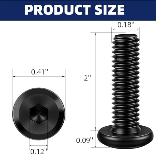 #10-24 x 2 Flat Head Socket Head Screw Furniture Bolts Countersunk Connector Screws, Stainless Steel 18-8 (304), Black Oxide, Fully Threaded, 25 PCS - size: #10-24 x 2"