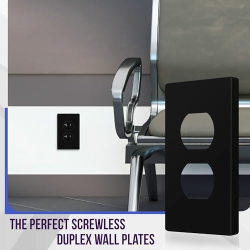 ENERLITES 5 Pack Screwless Duplex Outlet Covers Wall Plate, 1-Gang, Black - color: Black, size: Screwless