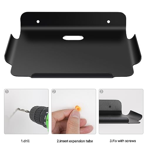 8"x 6.4" Floating Shelves, Metal Wall Shelf for Wall Storage, for Smart Home, Speakers, Internet Router, Security Camera - for Bedroom, Bathroom, and Living Room (Black) - color: Black
