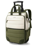 Rolling Puffer Backpack for Women, Travel Backpack with Wheels, 16 Inch Wheeled Laptop Backpack, Dual-Opening Design Overnight College Underseat Carry on Luggage, Roller Business Work Bag, Green - color: Green