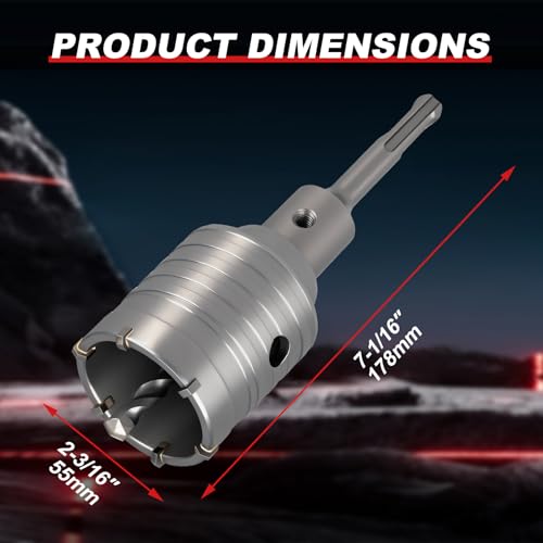 Professional 2-3/16" (55mm) Concrete Hole Saw 110mm SDS Plus & Dust Bag - size: 2-3/16" (55mm)