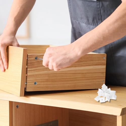 60 Pcs Drawer Wedges with Screws Drawer Bottom Support Brackets Fixing Mending Wedges 90 Degree Plastic Angle Code Bracket Fasteners Drawer Reinforcement Repair Kit for Furniture Sagging Drawer