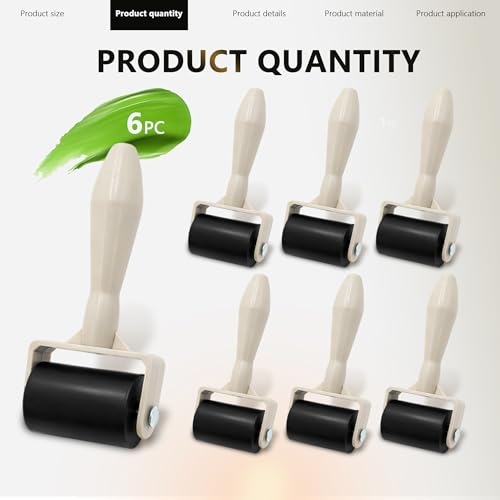 6Pcs Rubber Brayer Rollers Kit,1.4inch Rubber Rollers for Printmaking Wallpaper Ink Stamping Gluing Oil Painting Plastic Relief Crafting Art DIY - size: 1.4"