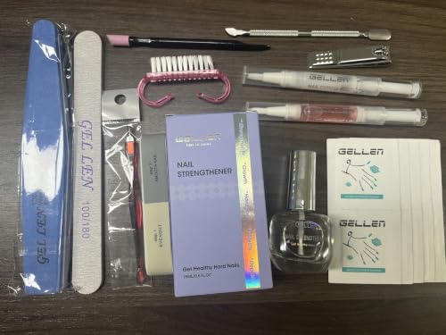 Gellen Nail Care Kit with 10PCS Manicure Tools: Nail Strengthener Lavender - color: Lavender Scent