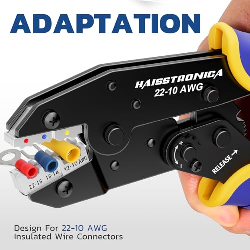 haisstronica Crimping Tool for Insulated Terminals, AWG 22-10, HS-9327