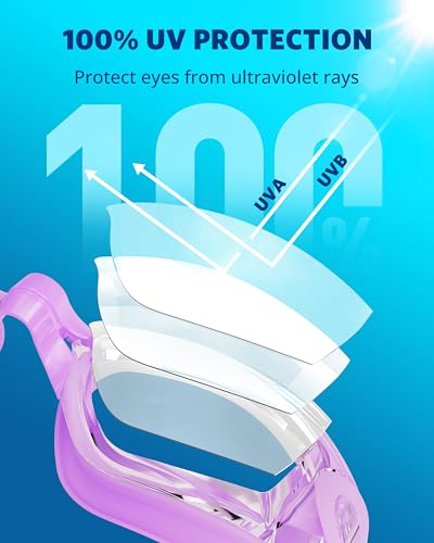 Aegend Swim Goggles, Swimming Goggles No Leaking Full Protect Adult Youth - color: Purple Clear
