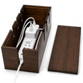 Large Cable Management Box, Wooden Cord Organizer Box with Lid
