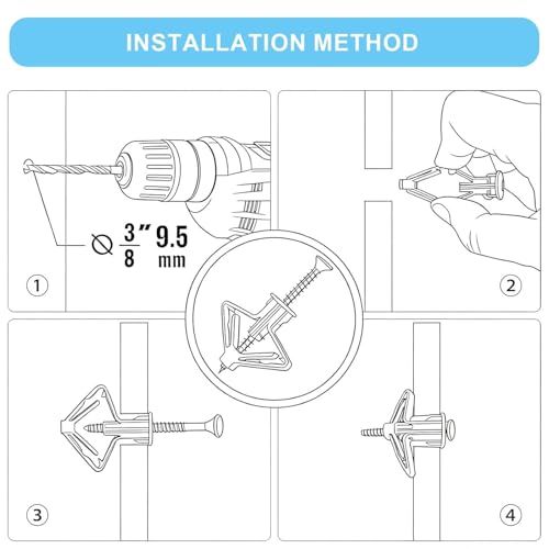 100 pcs Drywall Anchors, Hollow-Wall Anchors with Screws - color: UpgredGray-50pcs