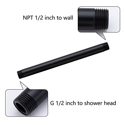 8 Inch Ceiling Mount Shower Arm and Flange,Straight Arm Ceiling-Mounted Matte Black,SW-91038-8MB. - color: R-angle Square Flange-8" Matte Black