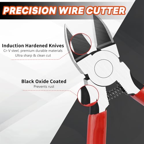 2-Pack 5-Inch & 6-Inch Wire Cutters, Spring-Loaded Diagonal Cutting Pliers